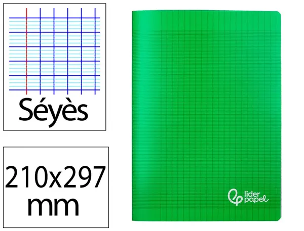 Cahier piqure liderpapel couverture pp 210x297mm 96p seyes coloris vert — Non classé