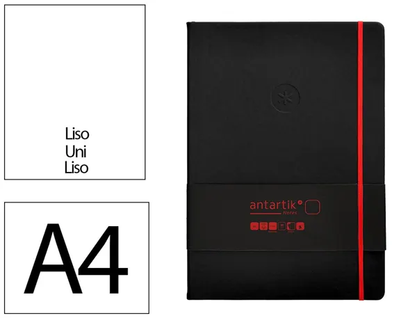 Carnet fermeture elastique rouge antartik notes couverture rigide a4 papier uni ivoire 100 feuilles 80gr fsc noir — Non…
