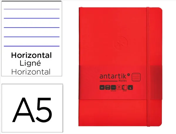 Carnet fermeture elastique antartik notes couverture souple a5 ligne 100 feuilles 80gr fsc coloris rouge — Non classé