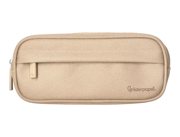 Fourre-tout liderpapel rectangulaire coins arrondis 1 compartiment avec poche avant 21x9cm coloris beige — Non classé