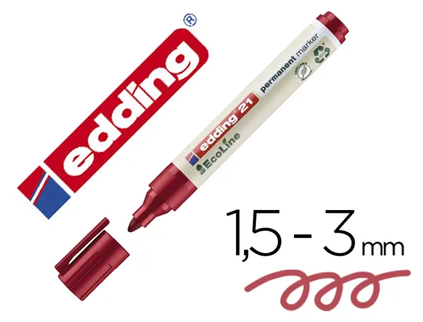 Marqueur Edding 21 Ecoline Permanent Rechargeable Pointe Ogive 1,5/3mm Coloris Rouge — Fournitures