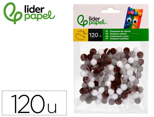 Pompons de couleur liderpapel diametre 1cm coloris nuances neutres assortis sachet 120 unites — Non classé