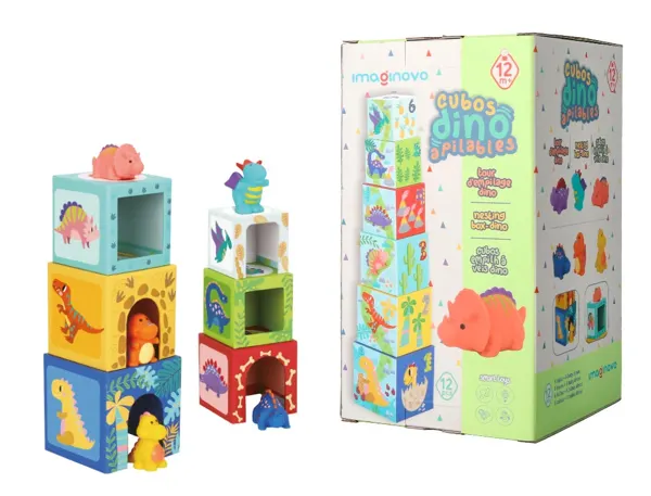 Jeu enfant imaginovo cubes empilables et nid dinosaures +12 mois 12 pieces 13x13x13 cm — Non classé