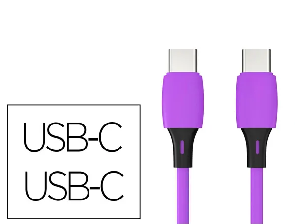 Cable q-connect usb-c vers usb-c pvc longueur 2m coloris violet — Non classé