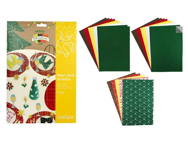 Feutrine adhesive sodertex maxi christmas felt 1mm 20x30cm coloris assortis pack 25 coupons — Non classé