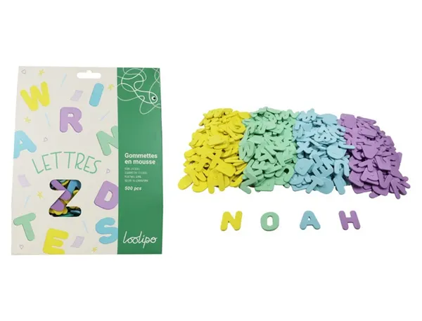 Gommette mousse sodertex lettres diam. 3cm coloris assortis paquet 500 unites — Non classé