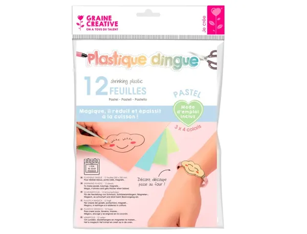 Plastique dingue graine creative 262x200mm coloris pastel assortis lot 12 feuilles — Non classé