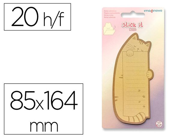 Bloc notes imaginovo adhesifs letter avec message au dos chat 20 feuilles 85x164 mm — Non classé