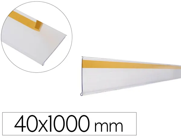 Support porte-etiquette prix q-connect adhesif pour etagere, 40x1000 mm semi transparent — Non classé
