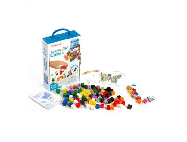 Atelier cubes miniland math premieres notions mathematiques 100 cubes 10 coloris assortis 20 cartes d — Non…