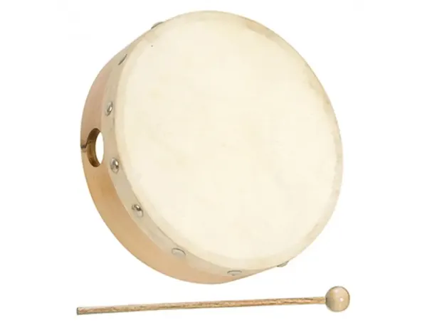 Tambourin fuzeau sans cymbalette cerclage bois diametre 15cm livre avec mailloche — Non classé