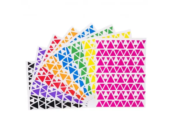 Gommette triangulaire cleopatre multi tailles adhesif permanent 8 coloris assortis 2160 gommettes — Non classé