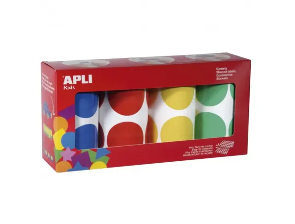 Gommette Apli Ronde 45 mm Coloris Classiques Assortis 4 Rouleaux 1416 Unites — Activités artistiques