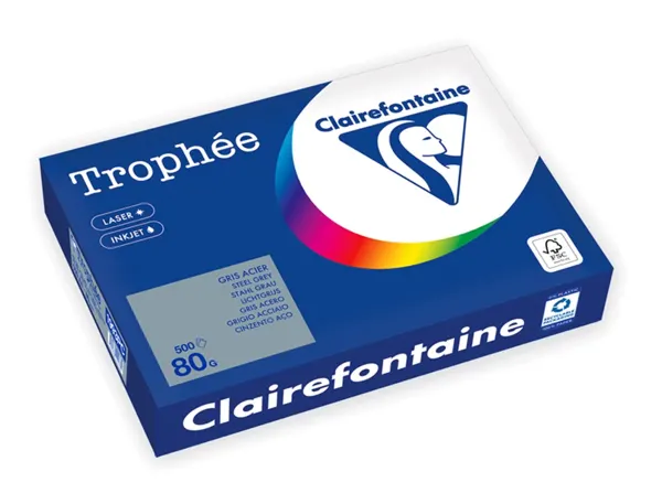 Ramette clairefontaine papier couleur a4 80g 500 feuilles coloris gris acier — Non classé