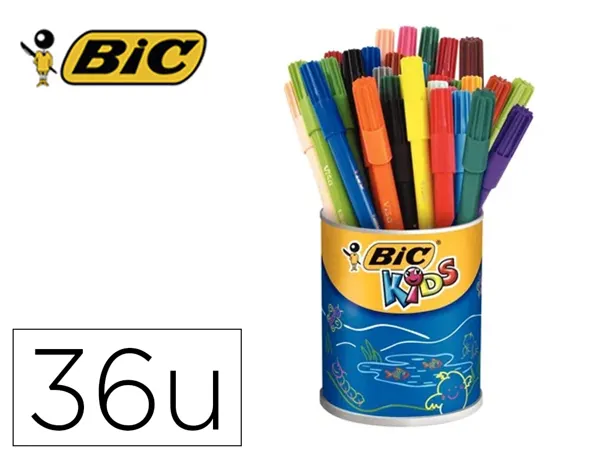 Lot bic kids visa 880 6 pots de 36 feutres pointe fine dont 1 gratuit coloris assortis — Non classé