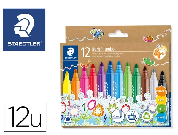 Feutres staedtler jumbo 328 coloris assortis pochette de 12 — Non classé