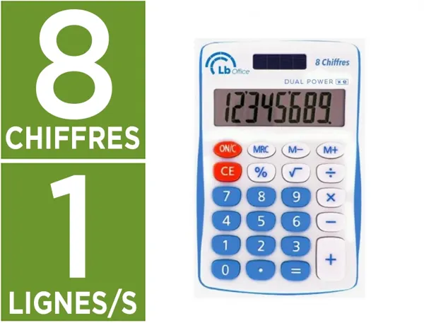 Calculatrice de poche easy lb office 8 chiffres solaire ou pile coloris assortis — Non classé