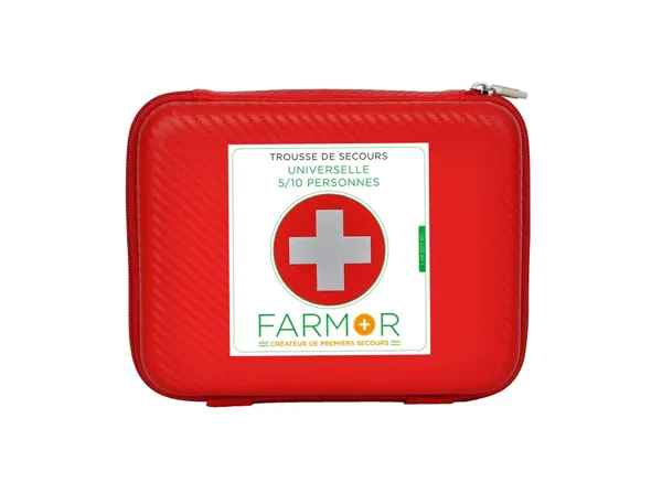 Trousse de secours farmor universelle 5 a 10 personnes multi poches de rangement coloris rouge — Non classé