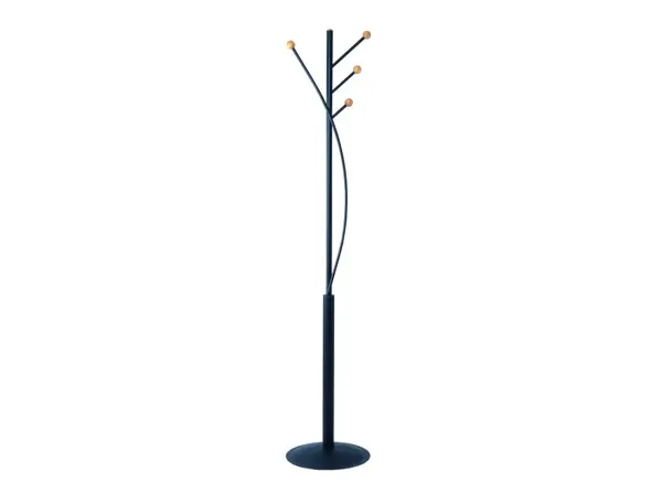 Porte-manteaux maulaura 4 pateres acier laque et hetre hauteur 180cm coloris noir — Non classé