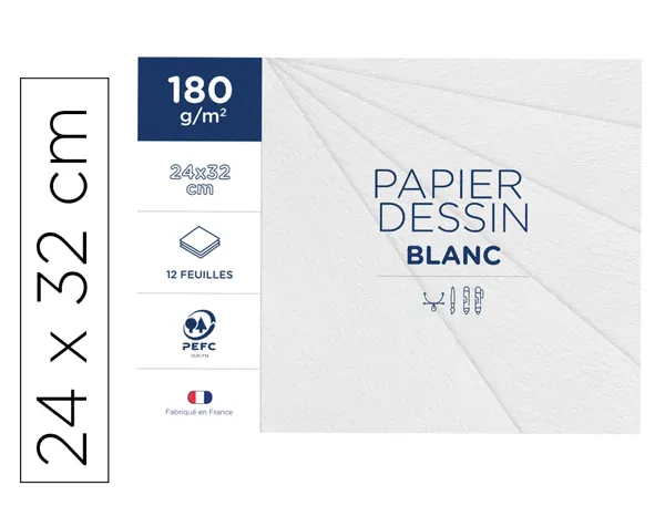 Pochette 1er prix dessin blanc24x32cm 180g 12 feuilles — Non classé