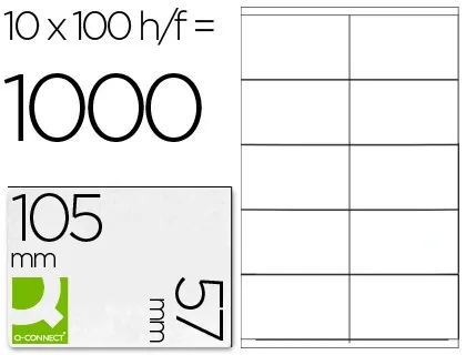 Étiquette adhésive q-connect 105x57mm coins droits imprimante jet d'encre laser copieur boîte 100 feuilles 1000 unités —…