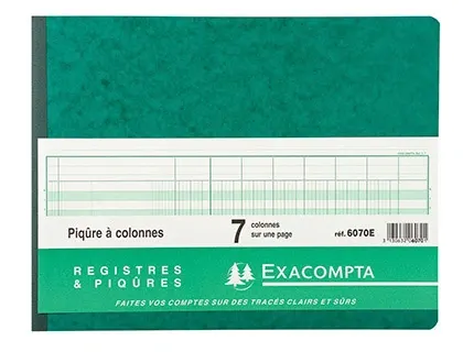 EXACOMPTA Piqûre à colonnes, 7 colonnes, 24 lignes — Livres de comptes