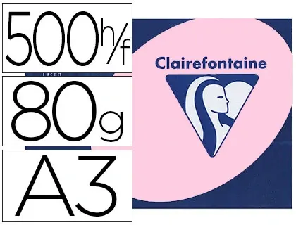 Papier couleur clairefontaine trophée multifonction a3 80g/m2 rose pastel paquet 500 feuilles — Non classé