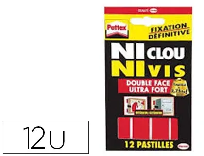 Pastille adhésive pattex ni clou ni vis double face supporte 2.75kg ultra fort étui 10 pastilles — Non classé