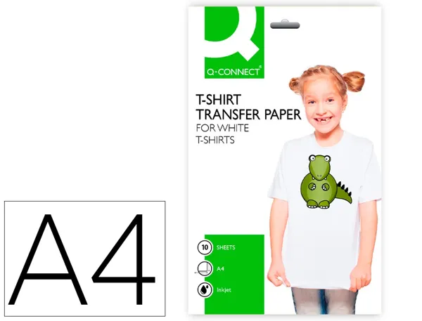 Feuille transfert q-connect pour tee-shirt coton coloris blanc compatible toute imprimante jet d'encre a4 paquet 10f — Non…