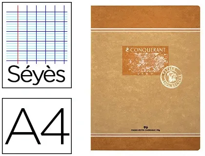 CONQUERANT SEPT Cahier "Recyclé", 210 x 297 mm, séyès, CONQUÉRANT SEPT — Papier, cahier & courrier