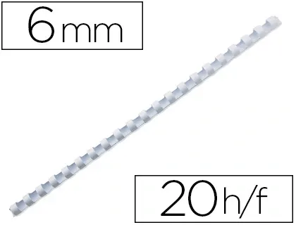 Anneau plastique à relier fellowes dos rond capacité 20f 6mm diamètre 300mm longueur coloris blanc boîte 100 unités — Non…