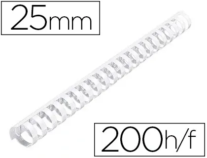 Anneau plastique à relier fellowes dos rond capacité 200f 25mm diamètre 300mm longueur coloris blanc boîte 50 unités — Non…