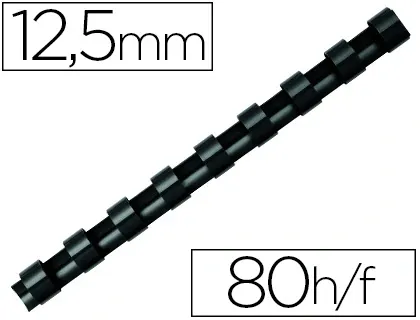Anneau plastique à relier fellowes dos rond capacité 80f 12,5mm diamètre 300mm longueur coloris noir boîte 100 unités — Non…