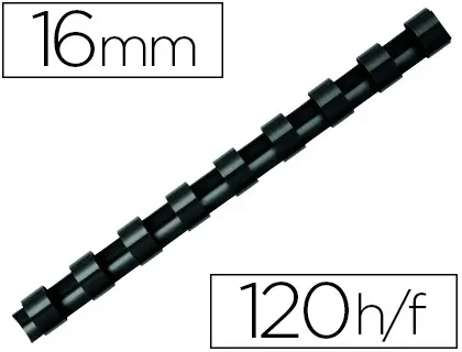 Anneau plastique à relier fellowes dos rond capacité 120f 16mm diamètre 300mm longueur coloris noir boîte 100 unités — Non…