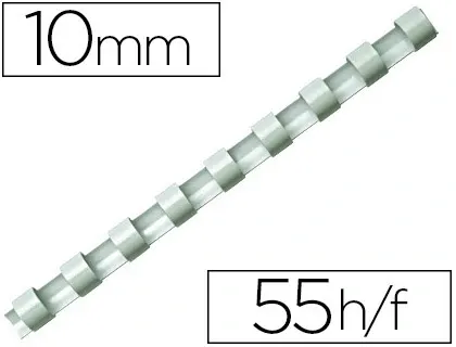 Anneau plastique à relier fellowes dos rond capacité 55f 10mm diamètre 300mm longueur coloris blanc boîte 100 unités — Non…
