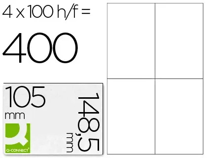Étiquette adhésive q-connect 105x148.5mm coins droits imprimante jet d'encre laser copieur boîte 100 feuilles 400 unités —…