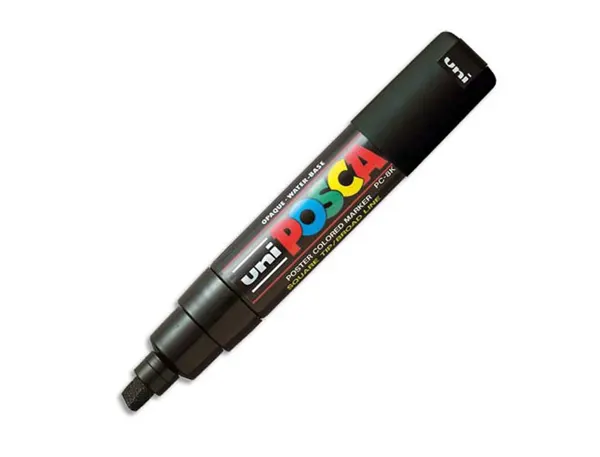 Marqueur posca pc8k gouache encre inodore toutes surfaces pointe large biseautée couleur opaque couvrante noir — Non classé
