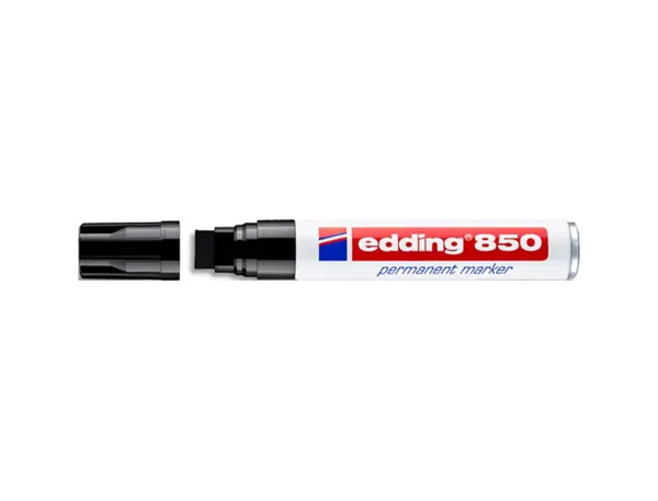 Marqueur permanent edding 850 pointe biseautée corps aluminium coloris noir — Non classé