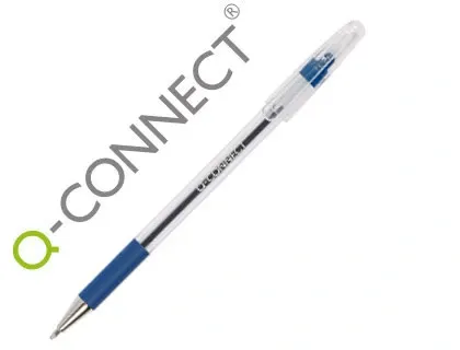 Stylo-bille q-connect grip caoutchouc couleur encre corps translucide bleu — Non classé