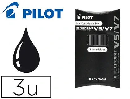 PILOT Cartouches d'encre pour Stylo roller V5/V7, noir — Fournitures
