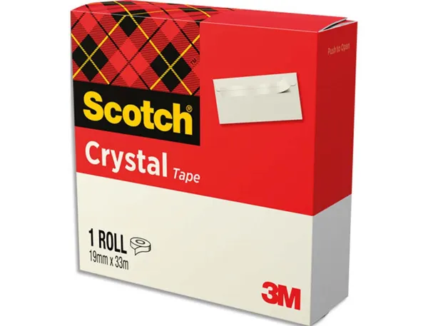 Scotch Ruban adhésif Crystal Clear 600, 19 mm x 33 m, carton — Fournitures