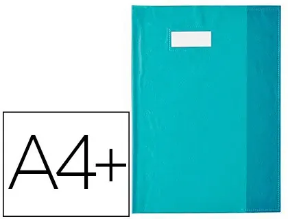 Protège-cahier elba styl'sms pvc opaque 12/100e sans phtalates porte-étiquette et étiquette a4+ 240x320mm turquoise — Non…