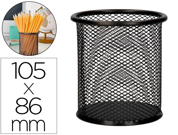 Pot à crayons q-connect maille métallique hauteur 105mm diamètre 86mm coloris noir — Non classé