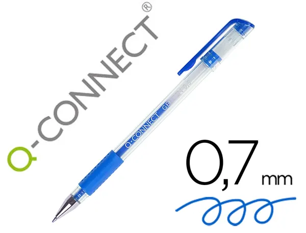 Stylo-bille q-connect écriture moyenne 0.5mm corps translucide grip caoutchouc coloris bleu — Non classé