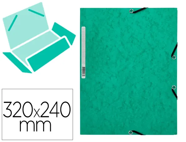 Chemise q-connect carte lustrée 375g pour documents a4 320x243mm 3 rabats coloris vert — Non classé