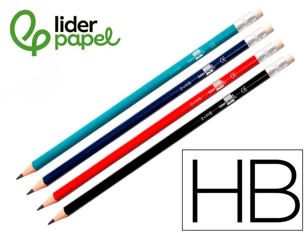 Crayon graphite liderpapel bois corps triangulaire métallisé coloris vifs mine ultra-résistante bout gomme — Non classé
