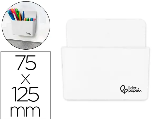 Pot a crayons liderpapel plastique magnetique 125x75x40 mm blanc — Non classé