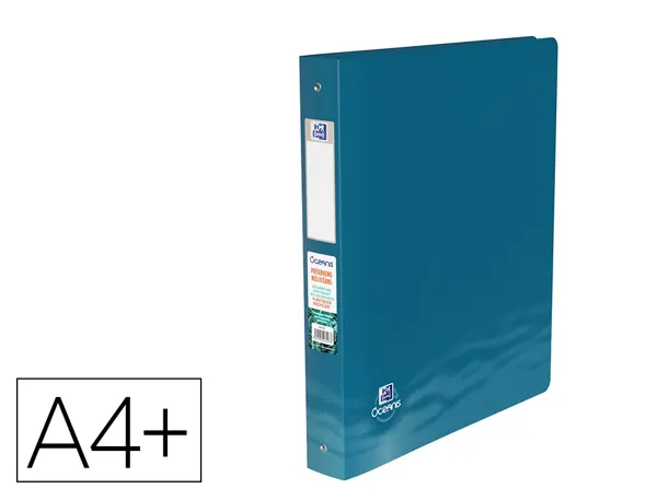 Classeur hamelin oxford school life oceanis a4+ dos 40 mm 4 anneaux rond polypropylene recycle opaque — Non classé