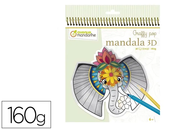 Masque a colorier avenue mandarine graffy pop mandala 3d theme animaux savane 160g 12 designs x3 carnet 36 feuilles — Non…