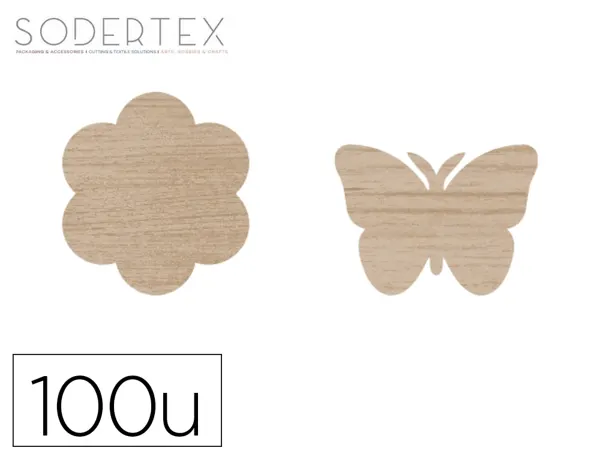 Formes a decorer sodertex fleurs et papillons bois diametre 3,5cm pack 100 unites — Non classé